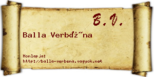 Balla Verbéna névjegykártya